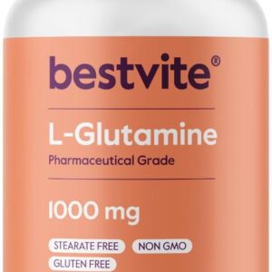 BESTVITE L-Glutamine 1000mg per Capsule (240 Capsules) - Free Form - No Stearates - No Fillers - Gluten Free - Non GMO - Pure L Glutamine Supplement - Maximum Strength Glutamine Capsules