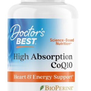 Doctor's Best High Absorption CoQ10 with BioPerine, Gluten Free, Naturally Fermented, Heart Health, Energy Production, 100 mg, 120 Count