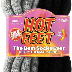 HOT FEET Thermal Socks For Women - Warm & Thick Insulated Crew Socks for Cold Winter Weather, Cute Colorful Womens Warm Socks