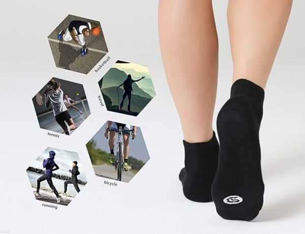 CelerSport 6 Pack Men's Ankle Socks with Cushion, Sport Athletic Running Socks - Image 2