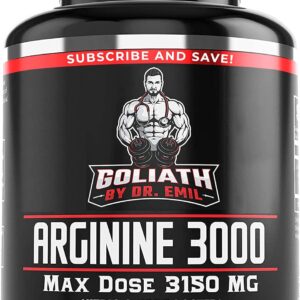 Dr. Emil - L Arginine (3150mg) Highest Capsule Dose - Nitric Oxide Supplement for Vascularity, Endurance and Heart Health (AAKG and HCL) - 90 Tablets