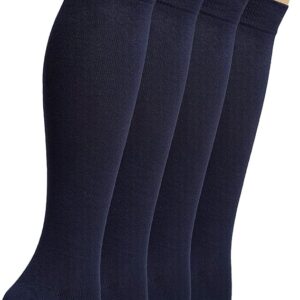Hugh Ugoli Women's Bamboo Knee High Socks | Comfort Seam Long Dress Socks, Soft & Lightweight | Shoe Size 5-8/8-11, 4 Pairs
