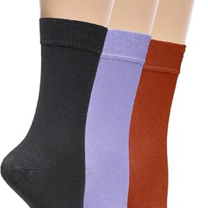 Hugh Ugoli Womens Bamboo Dress Socks, Extremely Soft & Thin & Crew Socks for Business Trouser Casual, Non-Binding, 3-6 Pairs