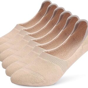 Leotruny 6 Pairs Unisex Thick Cushion Athletic Cotton Non Slip Low Cut Flat Liner No Show Socks