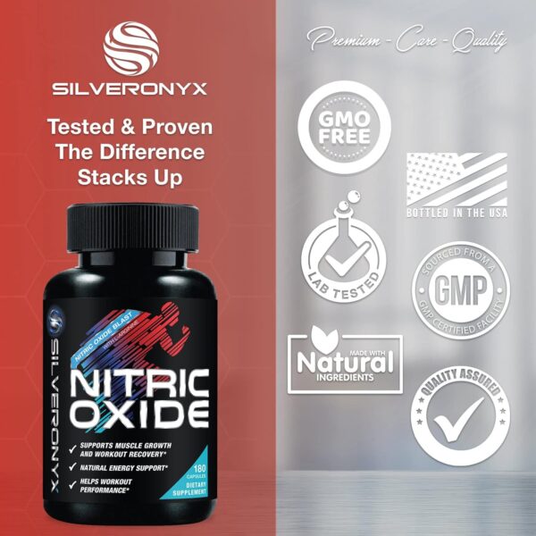 Extra Strength Nitric Oxide Supplement L Arginine 3X Strength - Citrulline Malate, AAKG, Beta Alanine - Premium Muscle Supporting Nitric Booster for Strength & Energy to Train Harder - 180 Capsules - Image 6