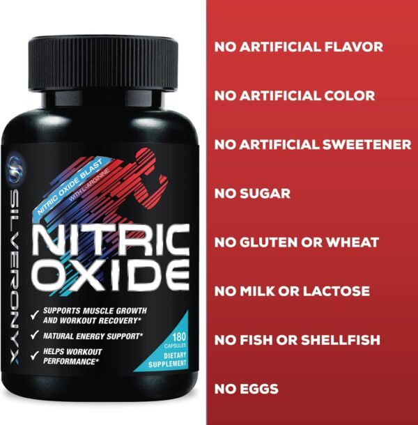 Extra Strength Nitric Oxide Supplement L Arginine 3X Strength - Citrulline Malate, AAKG, Beta Alanine - Premium Muscle Supporting Nitric Booster for Strength & Energy to Train Harder - 180 Capsules - Image 3