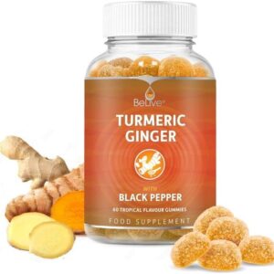 BeLive Turmeric Curcumin with Black Pepper & Ginger - 500 mg of Turmeric and Ginger Supplement for Immune Support, Healthy Skin, and Mobility - Tropical Flavor | 60 Count