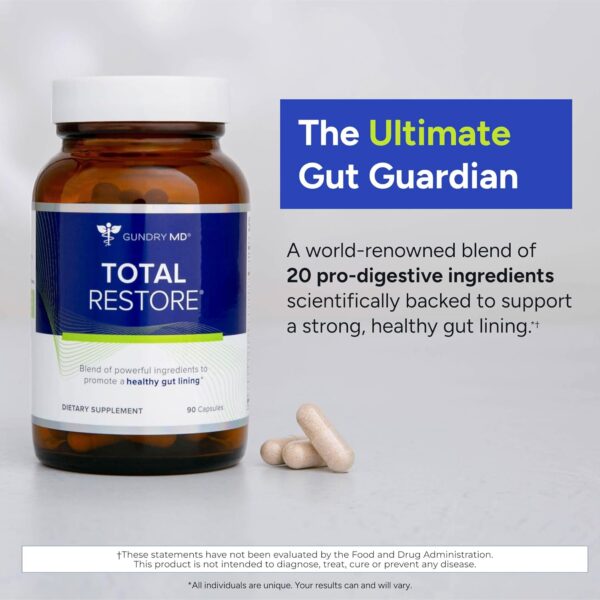 Gundry MD Total Restore Gut Lining Support, Digestive Supplement for Gastrointestinal Wellness, Gut Health Supplement, Gut Health for Women and Men, 90 Capsules, 30 Day Supply - Image 2