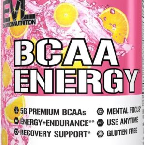 EVL BCAAs Amino Acids Powder - BCAA Energy Pre Workout Powder for Muscle Recovery Lean Growth and Endurance - Rehydrating Post Workout Recovery Drink with Natural Caffeine - Pink Lemonade