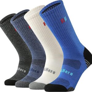 Men's Merino Wool Cushion Crew Socks for Outdoor Hiking Trekking Hike Soft Cozy Thermal Fit Moisture Control