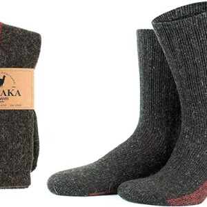 GoWith Alpaca Wool Hiking Crew Socks for Men & Women, Cushioned Terry Warm Socks, Thermal Thick Merino Blend Camping Socks