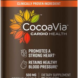 CocoaVia Cardio Health Cocoa Powder, 30 Servings, 500mg Cocoa Flavanols, Support Heart Health, Boost Nitric Oxide, Improve Circulation, Energy, Preworkout, Vegan, Dark Chocolate Cacao