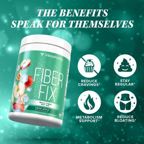 Fiber Supplement Colon Cleanse Prebiotic Powder Detox | Colon Cleanse Detox for Women | Digestive Health Regularity Satiety & Bloating Relief for Women Gut Cleanser & Powder Apple Flavored 60 Servings - Image 6