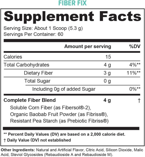 Fiber Supplement Colon Cleanse Prebiotic Powder Detox | Colon Cleanse Detox for Women | Digestive Health Regularity Satiety & Bloating Relief for Women Gut Cleanser & Powder Apple Flavored 60 Servings - Image 2