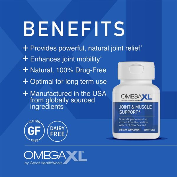 OmegaXL Joint Support Supplement, for Relief - Natural Muscle Support, Green Lipped Mussel Oil, Soft Gel Pills, Drug-Free, 60 Count - Image 3