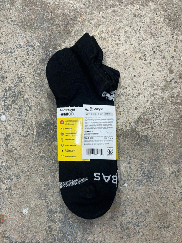 Bombas Men's Black Ankle Socks (White Honeycomb, XL) [3 PAIRS] - Image 3
